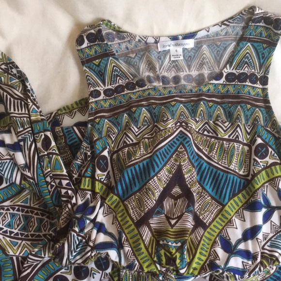 JohnPaulRichard Dresses & Skirts - Long jersey dress green blue teal leaf pattern